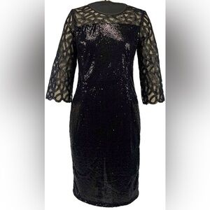 Black Sequin Dress with Lace Sleeves 🩶